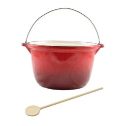 Ceaun fonta emailat, 3 L, cu lingura de lemn