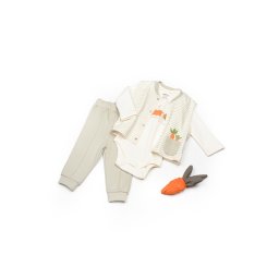Set 3 piese: body, pantalon si vesta rabbit, 100% bumbac organic, babycosy (marime: 9-12 luni)