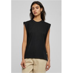 Women's organic tank top with heavy padded shoulder black