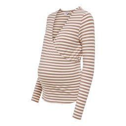 Only Maternity Tricou 'OLMJoy' maro / alb