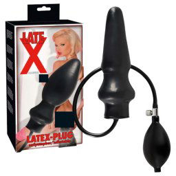 LATEX - dop anal mare gonflabil (negru)