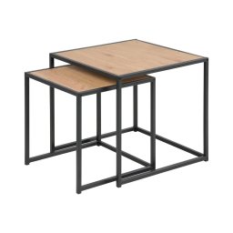 Set de 2 măsuțe de cafea SARON, stejar/negru