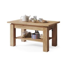 Masă de cafea extensibilă ADONIS cu poliță, 110/150x68 cm, stejar craft