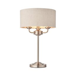 Lampă de masă Endon 94369 HIGHCLERE 3xE14/18W/230V bej/crom mat