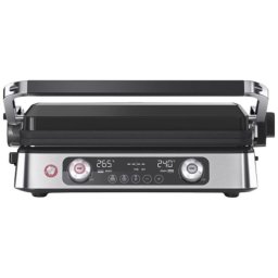 Gratar electric Braun MultiGrill 9 Pro CG9140, 2200 W, 3 moduri de gatire, 2 zone de gatit cu termostate electronice independente, 3 programe automate, 1 set placi detasabile, deschidere 180°, functie Sear, tava scurgere detasabila, argintiu