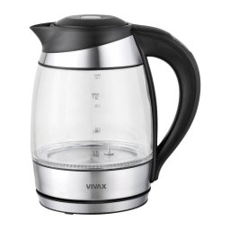 Fierbator din sticla Vivax WH-180TC, leduri iluminare apa, putere 1850 - 2200 W, 1.8 litri, Inox-Negru