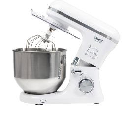 Robot mixer Vivax RM-71800WH , 1800 W, 6 Viteze + Turbo, 4 Accesorii, Bol otel inoxidabil, Alb/Argintiu