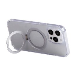 Husă de protecție magnetică pentru telefon cu suport Joyroom JR-BP004 pentru iPhone 15 Pro Max (transparent)