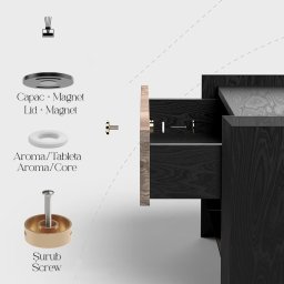 Tableta parfumata pentru manere, finisaj negru mat