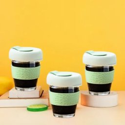 Set 6 pahare portabile cu capac Mint