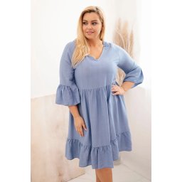 Kesi Włoski Women's Plus Size viscose dress with openwork decoration denim