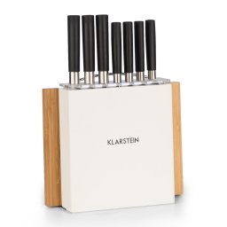 Klarstein Kitano Plus set de cuțite 9 piese cu suport din lemn și tocător bambus alb (KG10-Kitano Plus)
