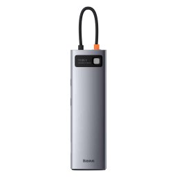 Baseus Metal Gleam 11in1 multifunctional HUB USBType C - 3x USB 3.2 Gen 1 5Gbps / USB Type C PD100W / 3,5 mm mini jack AUX / VGA Full HD 60Hz / 2xHDMI 4K 30Hz / TF and SD card reader / RJ45 1Gbpsgray CAHUB-CT0G