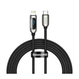 CABLU alimentare si date Baseus Display, Fast Charging Data Cable pt. smartphone, USB Type-C la Lighting iPhone 20W, braided, 1m, negru CATLSK-0