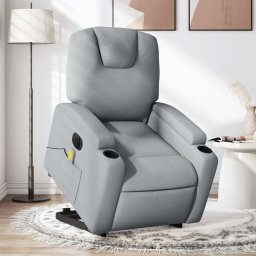 Fotoliu electric masaj rabatabil cu ridicare, gri închis textil GartenMobel Dekor