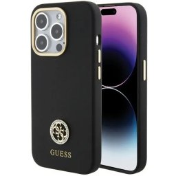 Husa Guess Silicone Logo Strass 4G Case for iPhone 15 Pro - Black