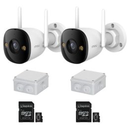 Kit supraveghere 2 camere Wi-Fi IMOU 5MP Dual Light 30m Microfon Difuzor Alarma, 2 x carduri memorie 64GB, 2 x doze montaj