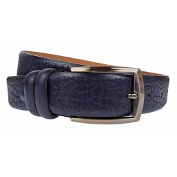 Curea barbati, eleganta, pentru costum, din piele naturala, Bleumarin, 3.4cm - CK68BL