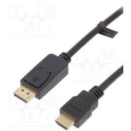 Cablu video DisplayPort (T) la HDMI (T), 2m, conectori auriti, rezolutie maxima 4K UHD (3840 x 2160) la 30 Hz, negru