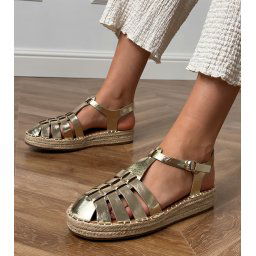 marka niezdefiniowana Sandale aurii espadrile gladiator din piele ecologică Talejda