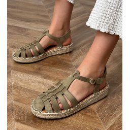 marka niezdefiniowana Sandale verzi espadrile gladiator din piele ecologică Talejda