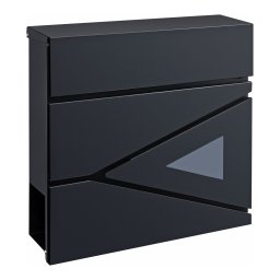 Cutie Postala Metalica Gri Antracit cu Suport pentru Ziare/Reviste si Fereastra Vizualizare, Dimensiuni 37x37x10 cm