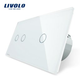 Intrerupator dublu + simplu cu touch Livolo din sticla SmartElectro IntelligentHouse