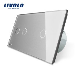 Intrerupator dublu + simplu cu touch Livolo din sticla SmartElectro IntelligentHouse
