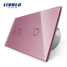 Intrerupator dublu + simplu cu touch Livolo din sticla SmartElectro IntelligentHouse
