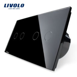 Intrerupator dublu + dublu cu touch Livolo din sticla SmartElectro IntelligentHouse