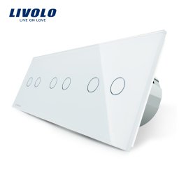 Intrerupator dublu+dublu+dublu cu touch Livolo din sticla SmartElectro IntelligentHouse