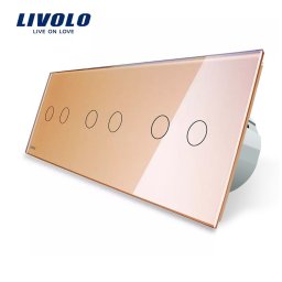Intrerupator dublu+dublu+dublu cu touch Livolo din sticla SmartElectro IntelligentHouse