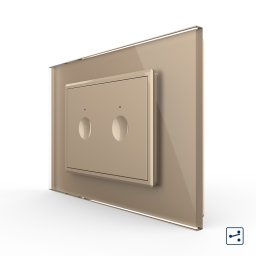 Intrerupator dublu cap scara / cap cruce cu touch Livolo cu rama din sticla, standard Italian - Serie noua SmartElectro IntelligentHouse
