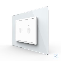 Intrerupator dublu cap scara / cap cruce cu touch Livolo cu rama din sticla, standard Italian - Serie noua SmartElectro IntelligentHouse