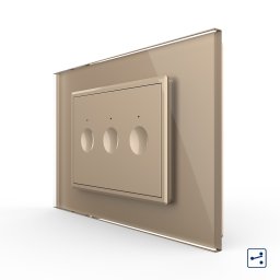 Intrerupator triplu cap scara / cap cruce cu touch Livolo cu rama din sticla, standard Italian - Serie noua SmartElectro IntelligentHouse