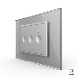 Intrerupator triplu cap scara / cap cruce cu touch Livolo cu rama din sticla, standard Italian - Serie noua SmartElectro IntelligentHouse
