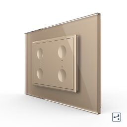 Intrerupator cvadruplu cap scara / cap cruce cu touch Livolo cu rama din sticla, standard Italian - Serie noua SmartElectro IntelligentHouse
