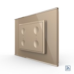 Intrerupator cvadruplu wireless cu touch Livolo cu rama din sticla, standard Italian - Serie noua SmartElectro IntelligentHouse
