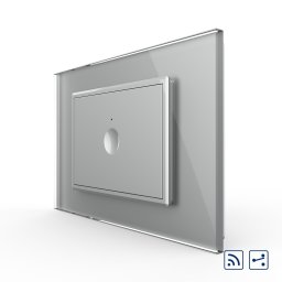 Intrerupator simplu cap scara / cap cruce wireless cu touch Livolo cu rama din sticla, standard Italian - Serie noua SmartElectro IntelligentHouse