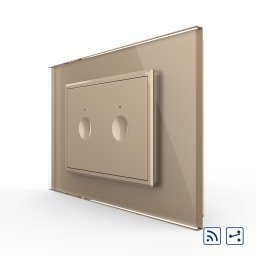 Intrerupator dublu cap scara / cap cruce wireless cu touch Livolo cu rama din sticla, standard Italian - Serie noua SmartElectro IntelligentHouse