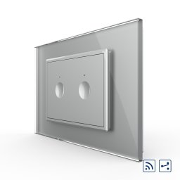 Intrerupator dublu cap scara / cap cruce wireless cu touch Livolo cu rama din sticla, standard Italian - Serie noua SmartElectro IntelligentHouse