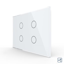 Intrerupator cvadruplu cap scara / cruce cu touch Livolo din sticla, standard Italian - Serie noua SmartElectro IntelligentHouse