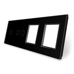 Panou intrerupator simplu+dublu si 2 prize Livolo din sticla SmartElectro IntelligentHouse