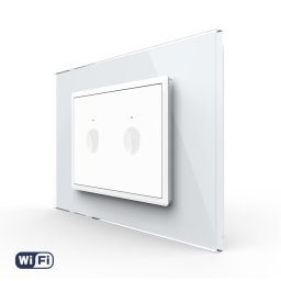 Intrerupator Dublu WIFI cu Touch LIVOLO cu rama din sticla, standard italian – Serie Noua SmartElectro IntelligentHouse