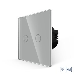 Intrerupator Dublu cu Variator si Touch din Sticla LUXION, RF433 SmartElectro IntelligentHouse