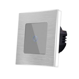 Intrerupator Simplu cu Touch din Sticla si Rama de Aluminiu LUXION, 500W SmartElectro IntelligentHouse