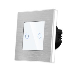 Intrerupator Dublu cu Touch din Sticla si Rama de Aluminiu LUXION, 500W SmartElectro IntelligentHouse