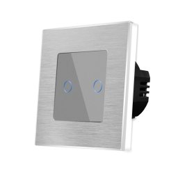 Intrerupator Dublu cu Touch din Sticla si Rama de Aluminiu LUXION, 500W SmartElectro IntelligentHouse
