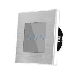Intrerupator Triplu cu Touch din Sticla si Rama de Aluminiu LUXION, 500W SmartElectro IntelligentHouse