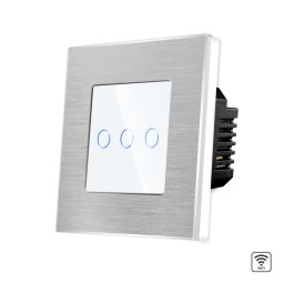 Intrerupator Triplu Wi-Fi cu Touch din Sticla si Rama de Aluminiu LUXION SmartElectro IntelligentHouse